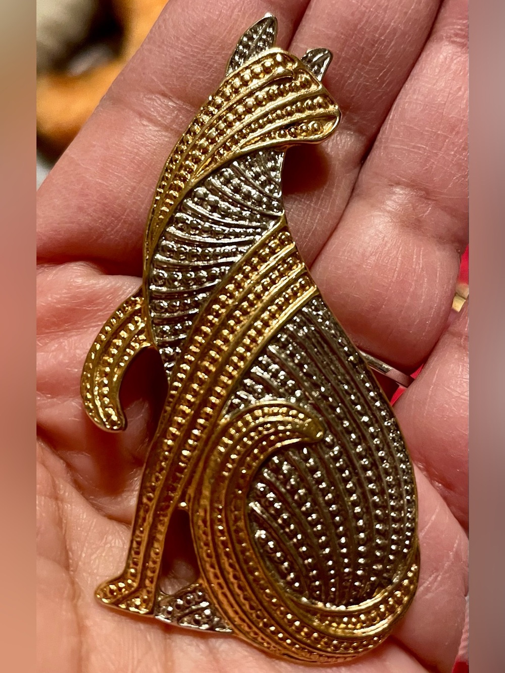 Park Lane Gold and Silver At Deco Style Cat Brooch